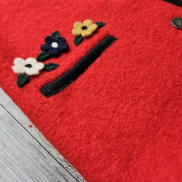 Elegance Seiler Red Jacket Cardigan Vintage Wool Cow Graphic - Picture 3 of 12